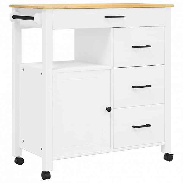 vidaXL Kuchyňský vozík MONZA 84 x 40 x 88,5 cm bílý masivní borové dřevo