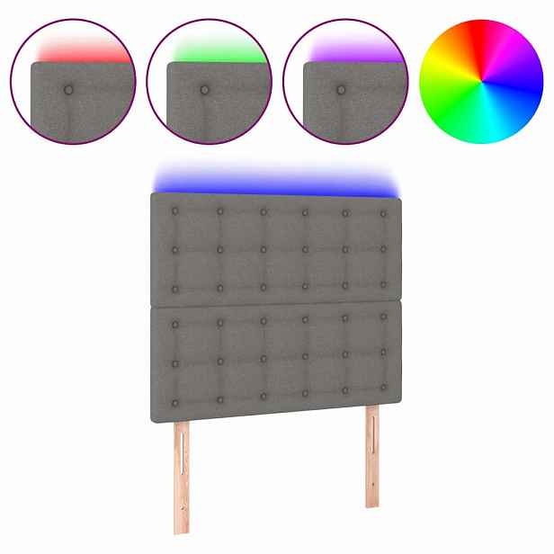 vidaXL Čelo postele s LED tmavě šedé 80x5x118/128 cm textil
