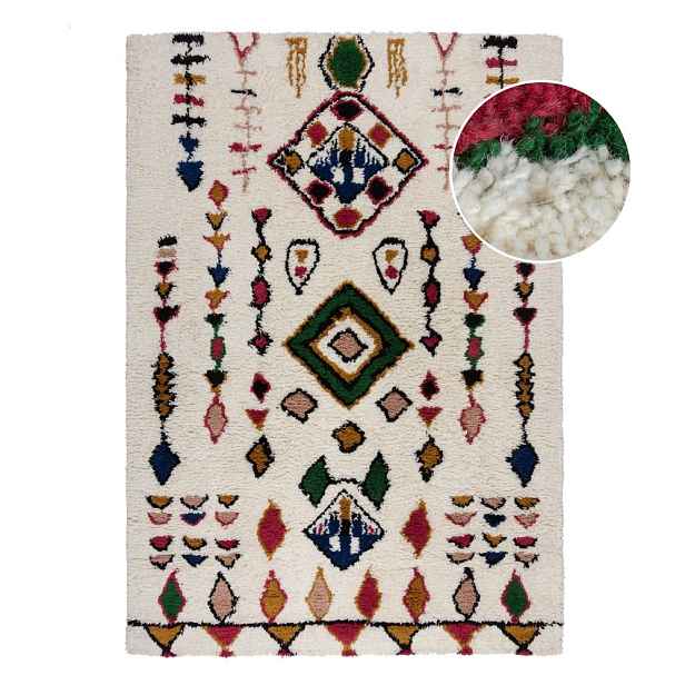 Krémový ručně tkaný vlněný koberec 120x170 cm Moroccan Fes – Flair Rugs