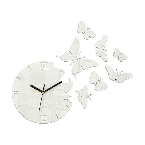 ModernClock 3D nalepovací hodiny Butterflies bílé