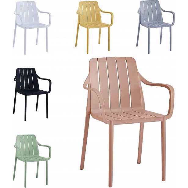 Zahradní židle plastová růžová, pevná, stohované, Uv, balkon, terasa
