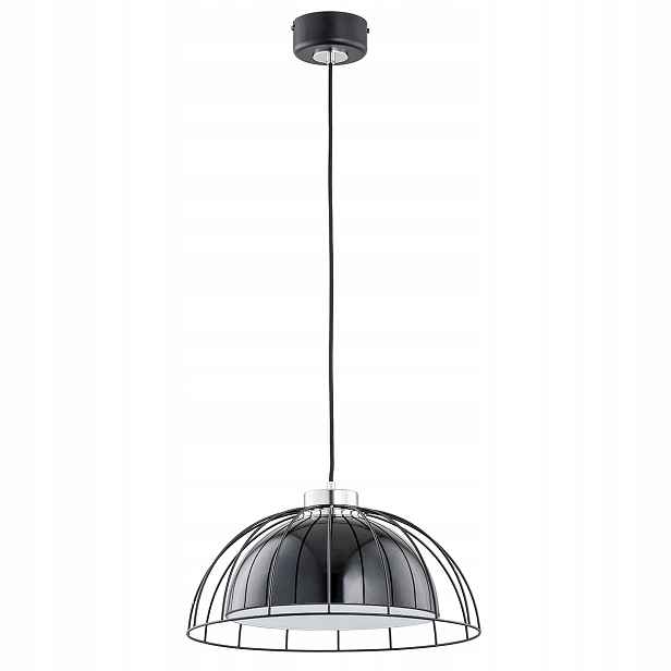 Závěsná lampa černá bílá drátěné stínidlo nad stůl ostrov kulatá 40 cm Alfa