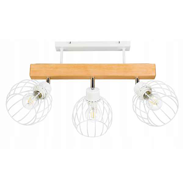 Dřevěná stropní lampa Lustr Stropní Svítidlo Loft Bílá na 3x Klosz E27