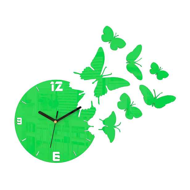ModernClock 3D nalepovací hodiny Butterflies zelené