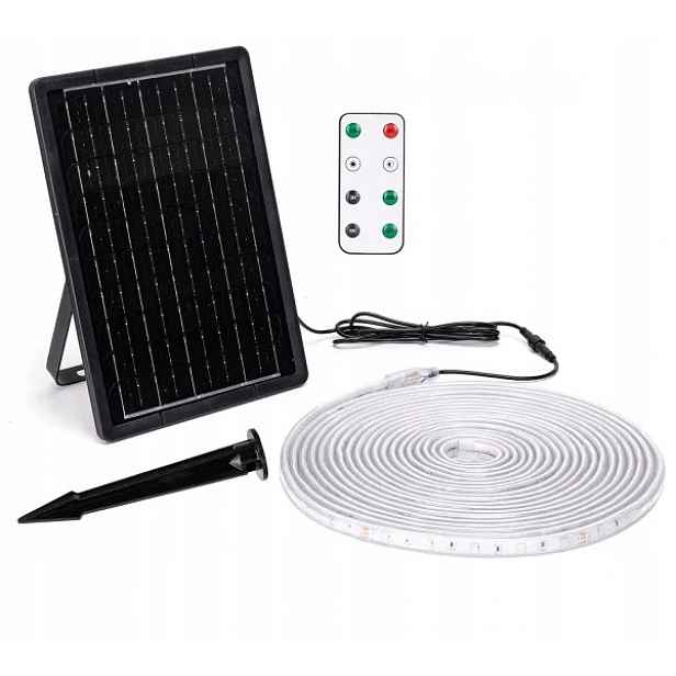 Set Solární Led páska barva Studená 20mb 200W IP65 hermetická s dálkovým ovládáním