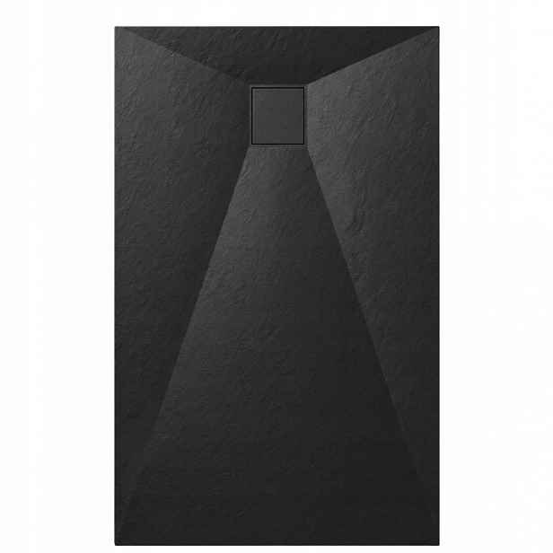 Sprchová Vanička 150x90 CM Obdélníková Nízká Černá Struktura Kamene Teja S Sifonem