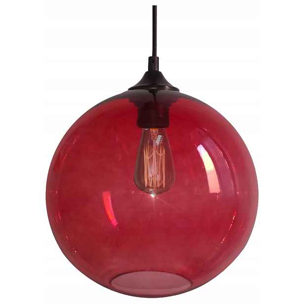 Závěsné svítidlo černé skleněné červené koule 25 do obýváku ložnice Candellux