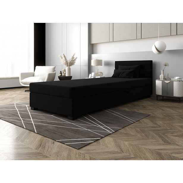 Jednolůžková čalouněná postel 80x195 NALINDA 2 - černá