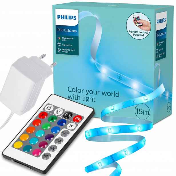 Led pásek stmívatelný Rgb 230V 15m Dálkový Ovladač Philips