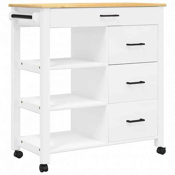 vidaXL Kuchyňský vozík MONZA 84 x 40 x 88,5 cm bílý masivní borové dřevo