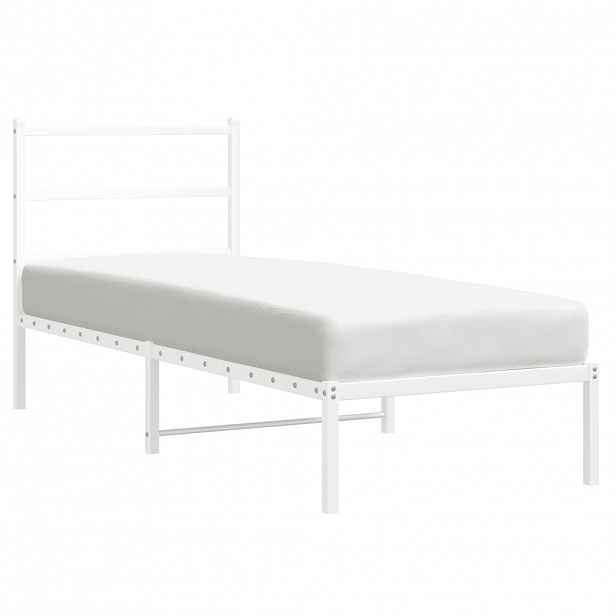 vidaXL Kovový rám postele s čelem bílý 80 x 200 cm