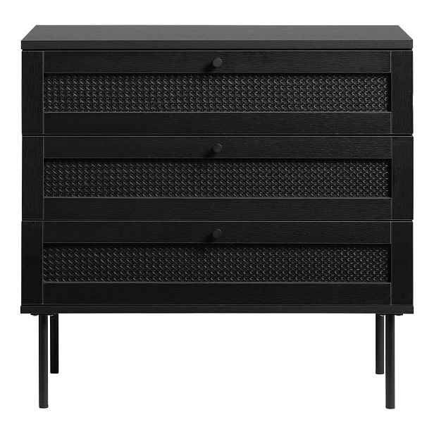 Černá nízká komoda v dekoru dubu 80x75 cm Pensacola – Unique Furniture