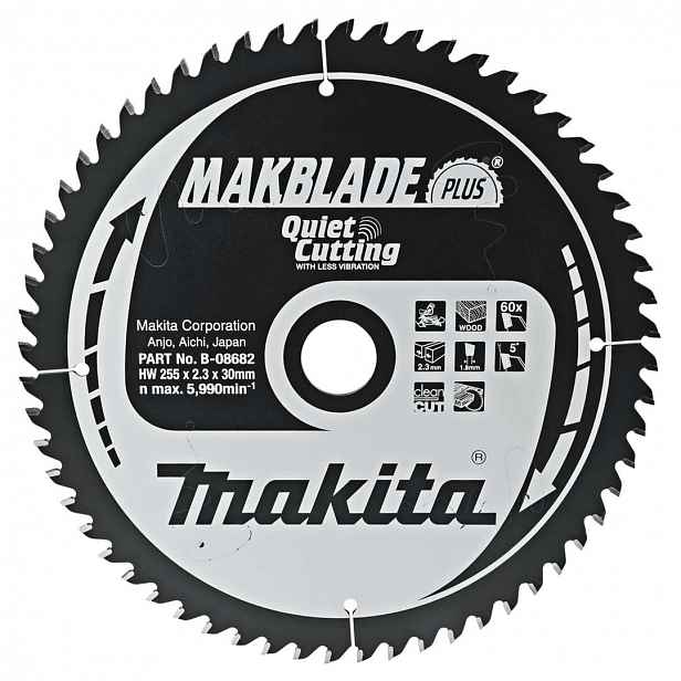 Makita - Pilový kotouč na dřevo 255x30 mm, 60 zubů B-08682