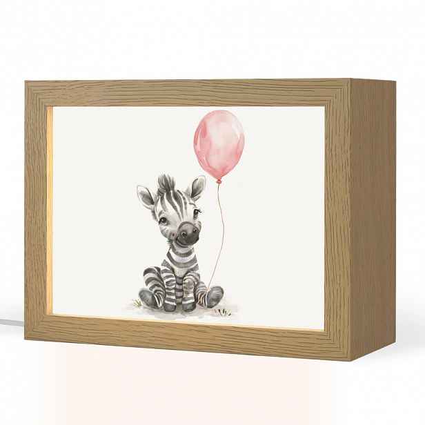 OnlyWow NOČNÍ LAMPIČKA Zebra - Dítě - Zvířata - Růžový balónek 20x15 cm