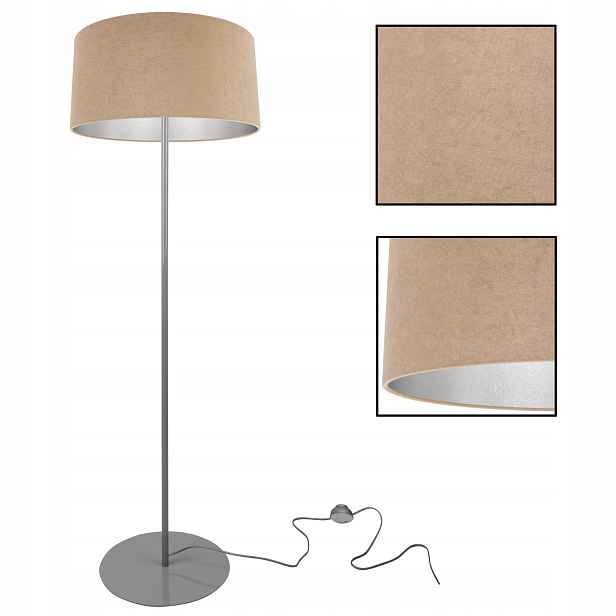 Stojací Lampa Trojnožka Chrom Stínidlo Velur