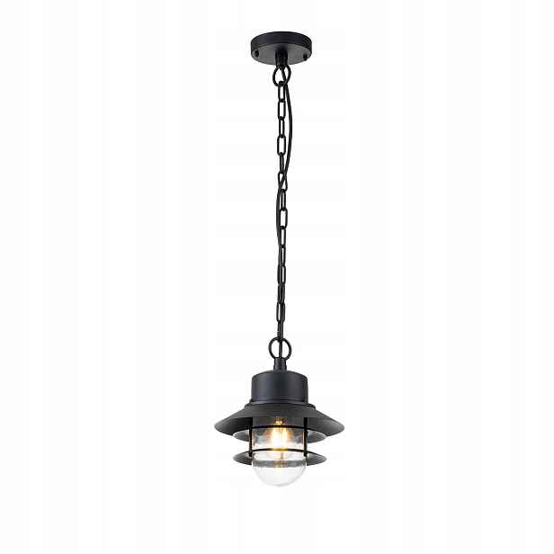 Venkovní závěsná terasová lampa industriální černá na řetězu Elstead