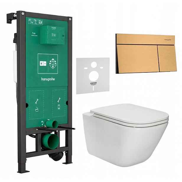7v1 Wc Set Stelaz Hansgrohe iFrame Wc mísa Rim Roca Gap+TLAČÍTKO