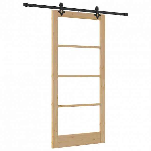vidaXL Posuvné dveře ORKDAL 93 x 202 cm Masivní borové dřevo a sklo