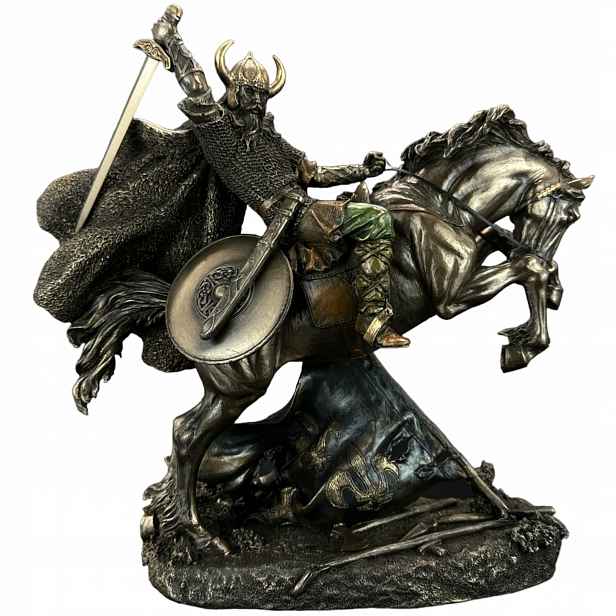 Bojující Vikingský Koňský Bronzový Sochařský Obraz Veronese (WU71104A4) Velký