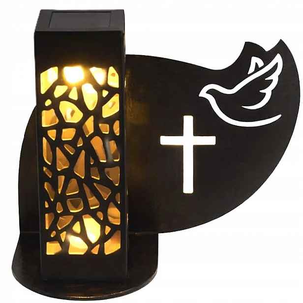 Hřbitovní Svíčka Solární Led náhrobní Kříž věčná lampa Metal Premium Lizurej