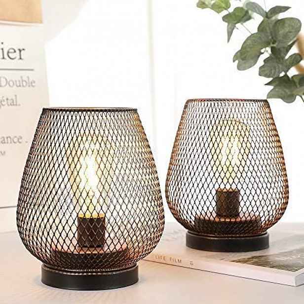 Jhy Design Led stolní lampy na baterie 2ks 17 cm Černé Zlaté