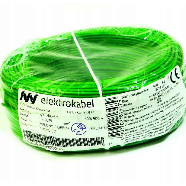 Kabel Lgy 0,75 mm zelený kotouč 100 m 500 V