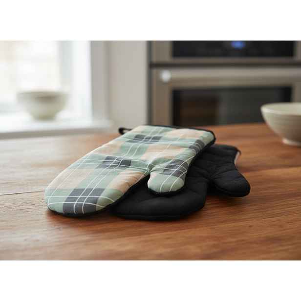 Kuchyňské bavlněné rukavice - chňapky TARTAN zelená 100% bavlna 19x30 cm