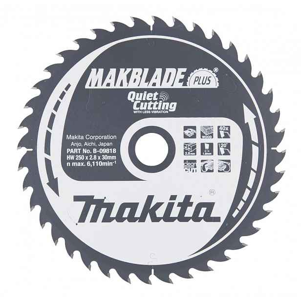 Makita - Pilový kotouč na dřevo 250x30 mm, 40 zubů B-09818