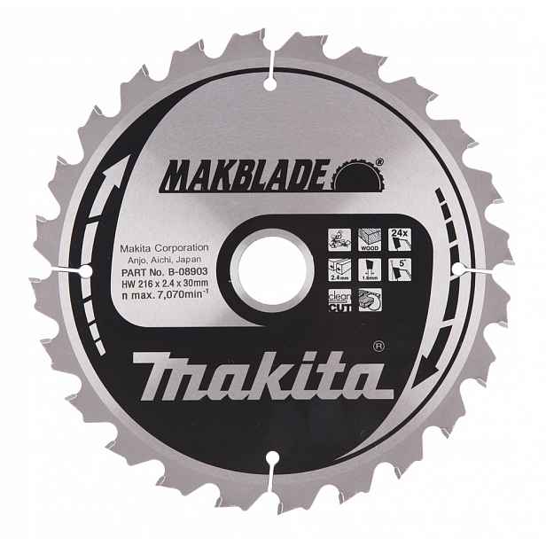 Makita Řezací Kotouč Na Dřevo 216x30mm 24Z Makblade B-08903