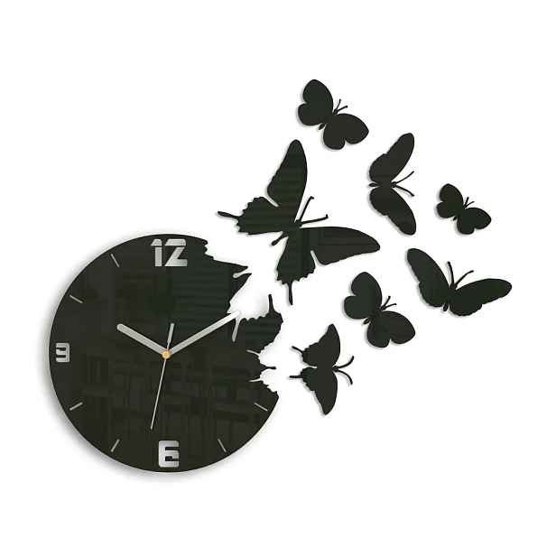 ModernClock 3D nalepovací hodiny Butterfly wenge