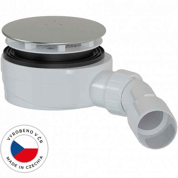 Sifon sprchové vaničky - Ultra Slim - gravitační klapka - 90mm - DN40/50 - krytka nerez