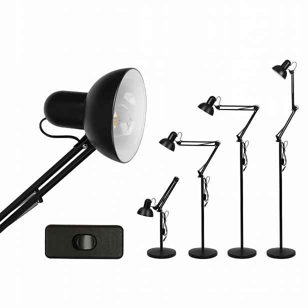 Stojací Led podlahová lampa do obývacího pokoje E27 černá pro čtení, nastavitelná