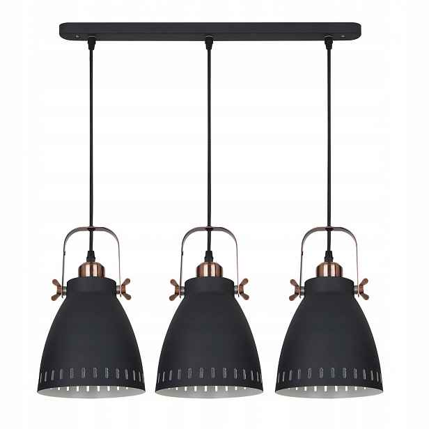 Franklin Závěsná lampa Grafitová Loftová Podélná 3xE27 60W IP20