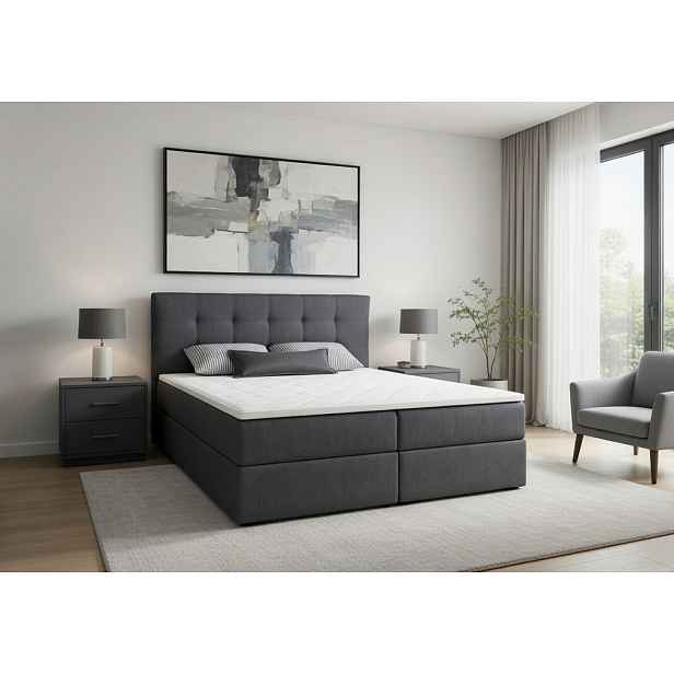 Manželská postel 160x200 s úložným prostorem STIG 2 - šedá