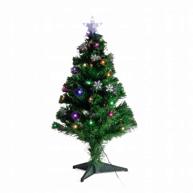 Umělý vánoční stromeček s osvětlením a hvězdou, 90 cm