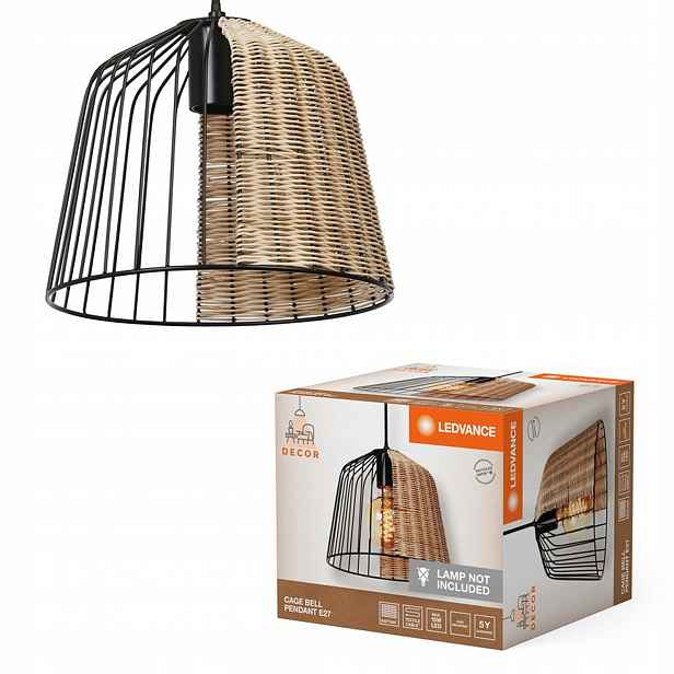 Závěsné Stropní Svítidlo Dekorativní E27 Převis Černá Hnědá Ratan Decor