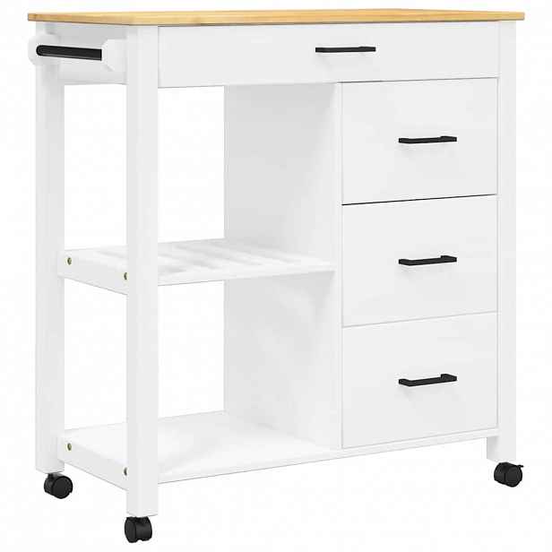 vidaXL Kuchyňský vozík MONZA 84 x 40 x 88,5 cm bílý masivní borové dřevo