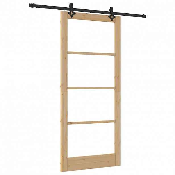 vidaXL Posuvné dveře ORKDAL 93 x 211 cm Masivní borové dřevo a sklo