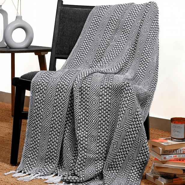 Bavlněná deka, na výzdobu obývacího pokoje, 127 cm x 152,4 cm, černá