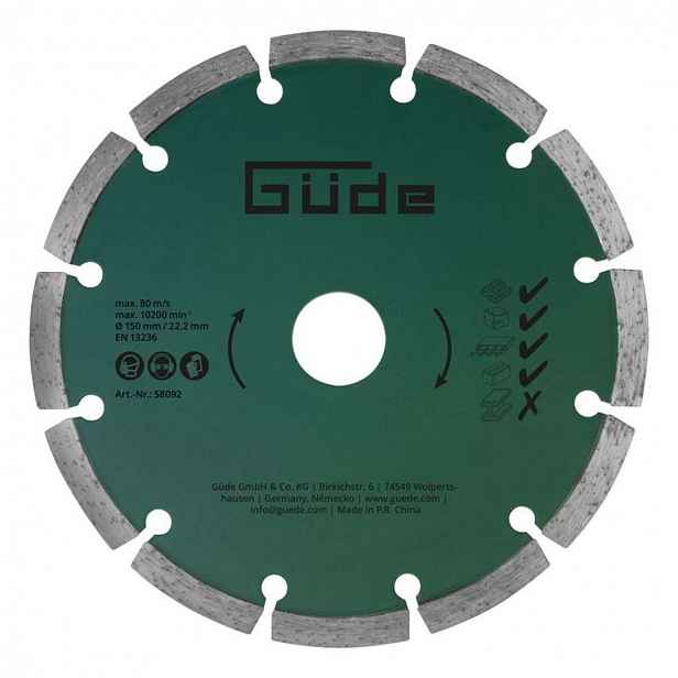 Güde - Diamantový řezný kotouč, 150x22,2 mm, 2 ks 58092