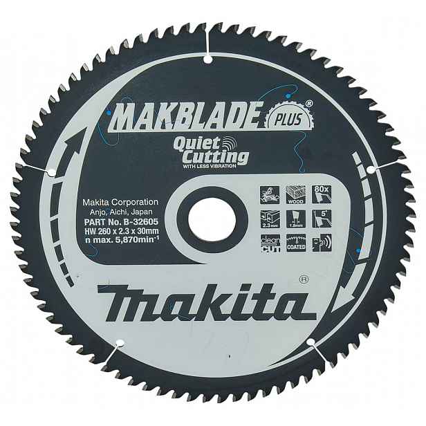 Makita - Pilový kotouč na dřevo 260x30 mm, 80 zubů B-32605
