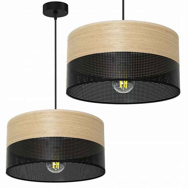 Závěsná Lampa Stropní Lustr Stínidlo S Dírkami Dřevo 30 CM E27 Led