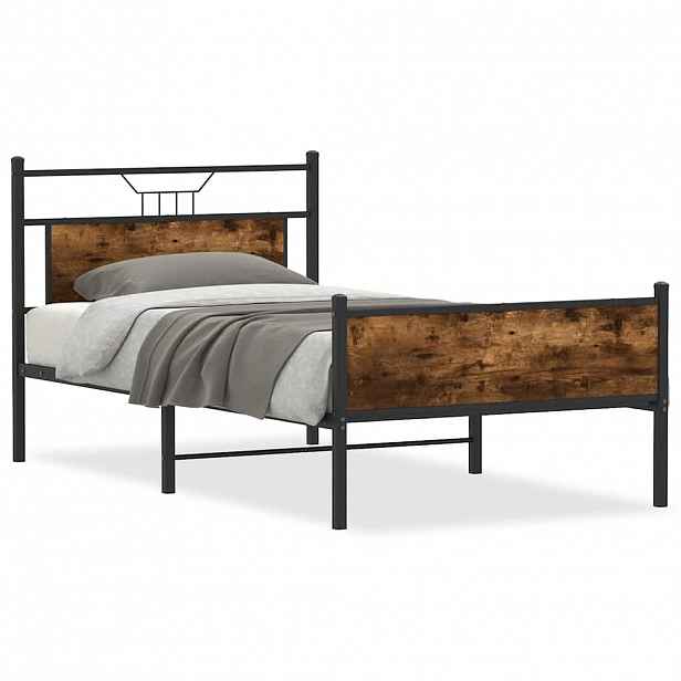 vidaXL Rám postele bez matrace kouřový dub 100x190 cm kompozitní dřevo