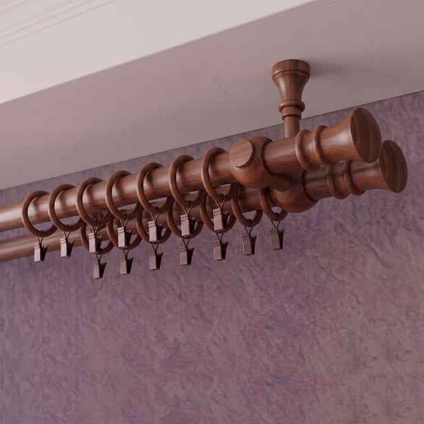 Dřevěná garnýž Ø 28 mm více rozměrů LAURA TOP FIX wenge dvouřadá Mybesthome Rozměr: 200 cm