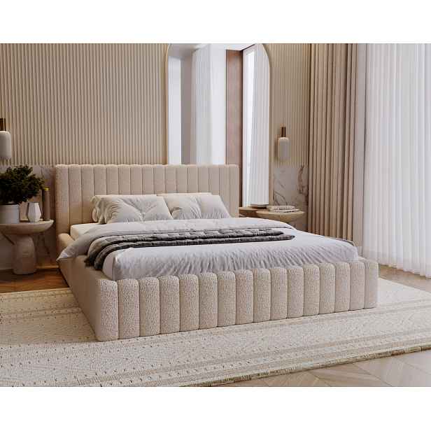 Elegantní manželská postel 140x200 TEREZIE 2 - béžová
