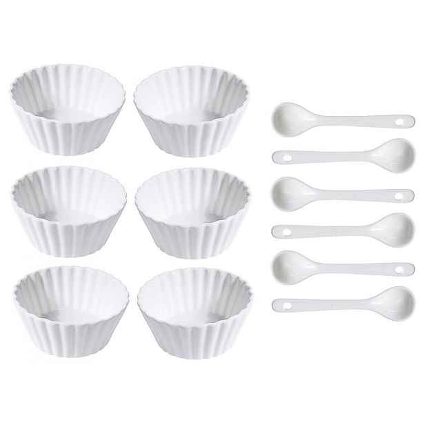 EXCELLENT HOUSEWARE Sada porcelánových misek se lžičkou 12 ks vlnovka úzká KO-798000050vluz