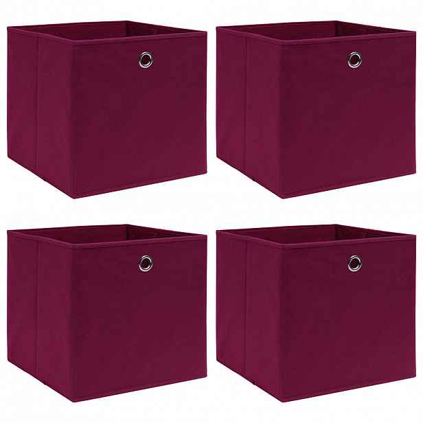 vidaXL Úložné boxy 4 ks tmavě červené 32 x 32 x 32 cm textil