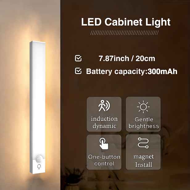 TEMU NBBUFF LED světlo s pohybovým senzorem, tři teplotní nastavení, nekonečné stmívání, 360° panoramatická detekce, USB dobíjecí, elektronické