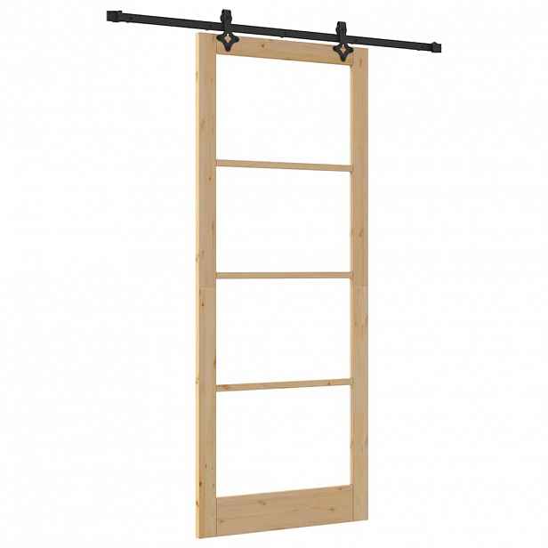 vidaXL Posuvné dveře ORKDAL 93 x 232 cm Masivní borové dřevo a sklo