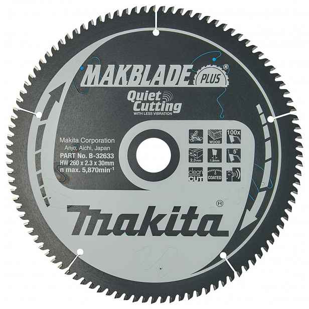 Makita - Pilový kotouč na dřevo 260x30 mm, 100 zubů B-32633